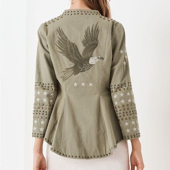 NEW Spell Eagleback Matinee Embellished Jacket Khaki Large - Picture 2 of 16